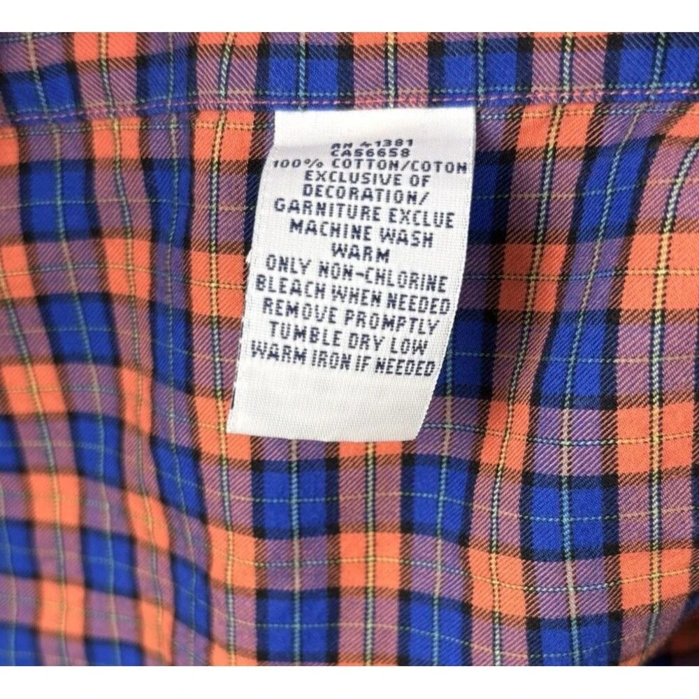 Ralph Lauren long Sleeve shirt Men XL Blue Red Tartan Blue Pony Cotton 52”